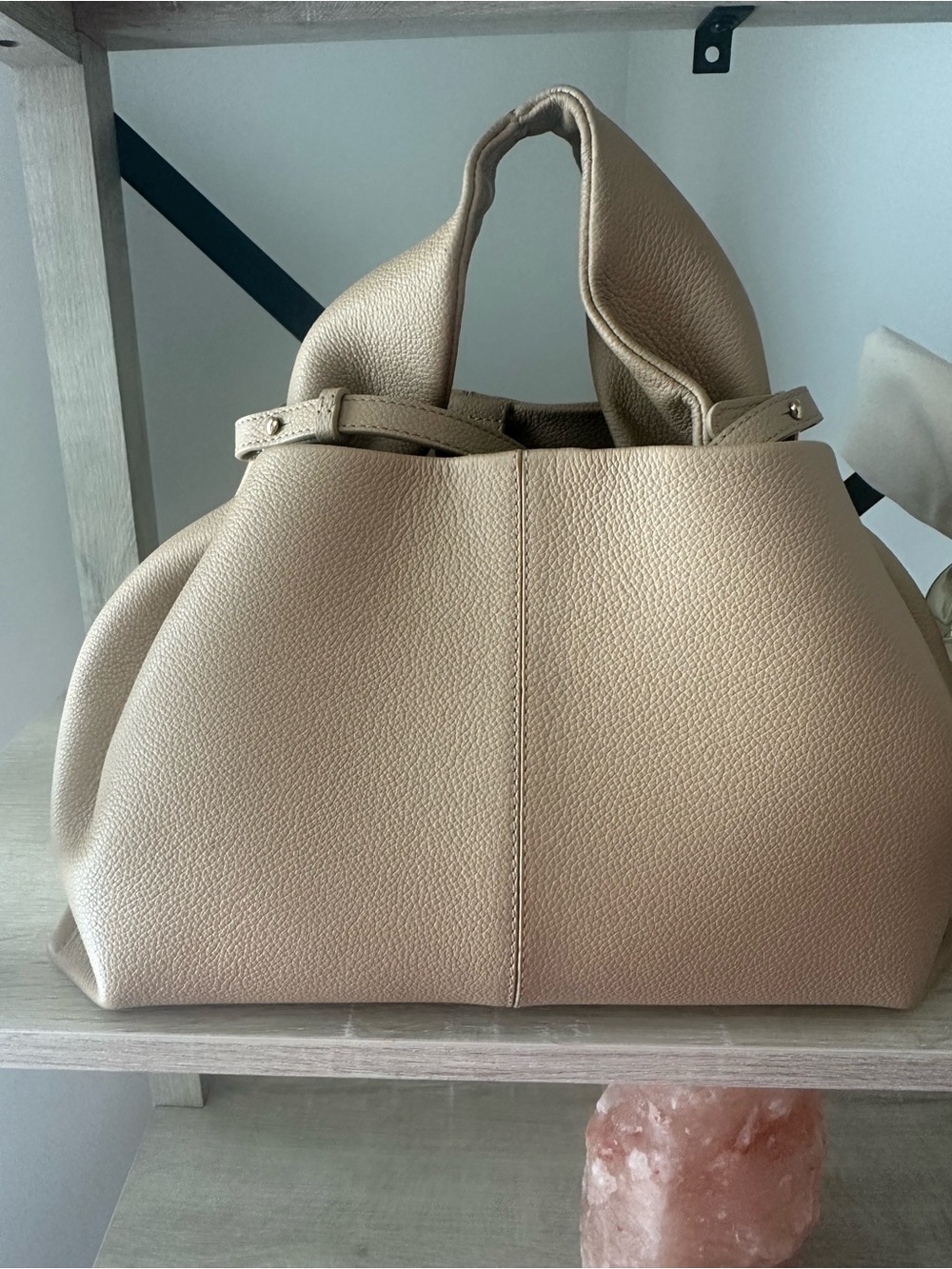 Polene Numéro Neuf Pebbled Leather Tote in Beige